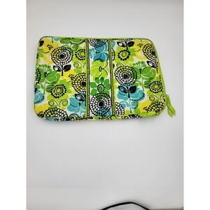 VERA BRADLEY Limes Up Tablet Sleeve 12" x 17" Large Laptop Soft Two Zip Pouch